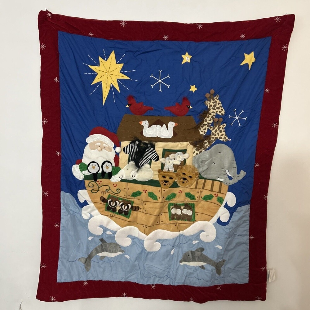 Home Interiors Wall Hanging‎ Plush Santa Noahs Ark Christmas Embellished 3D